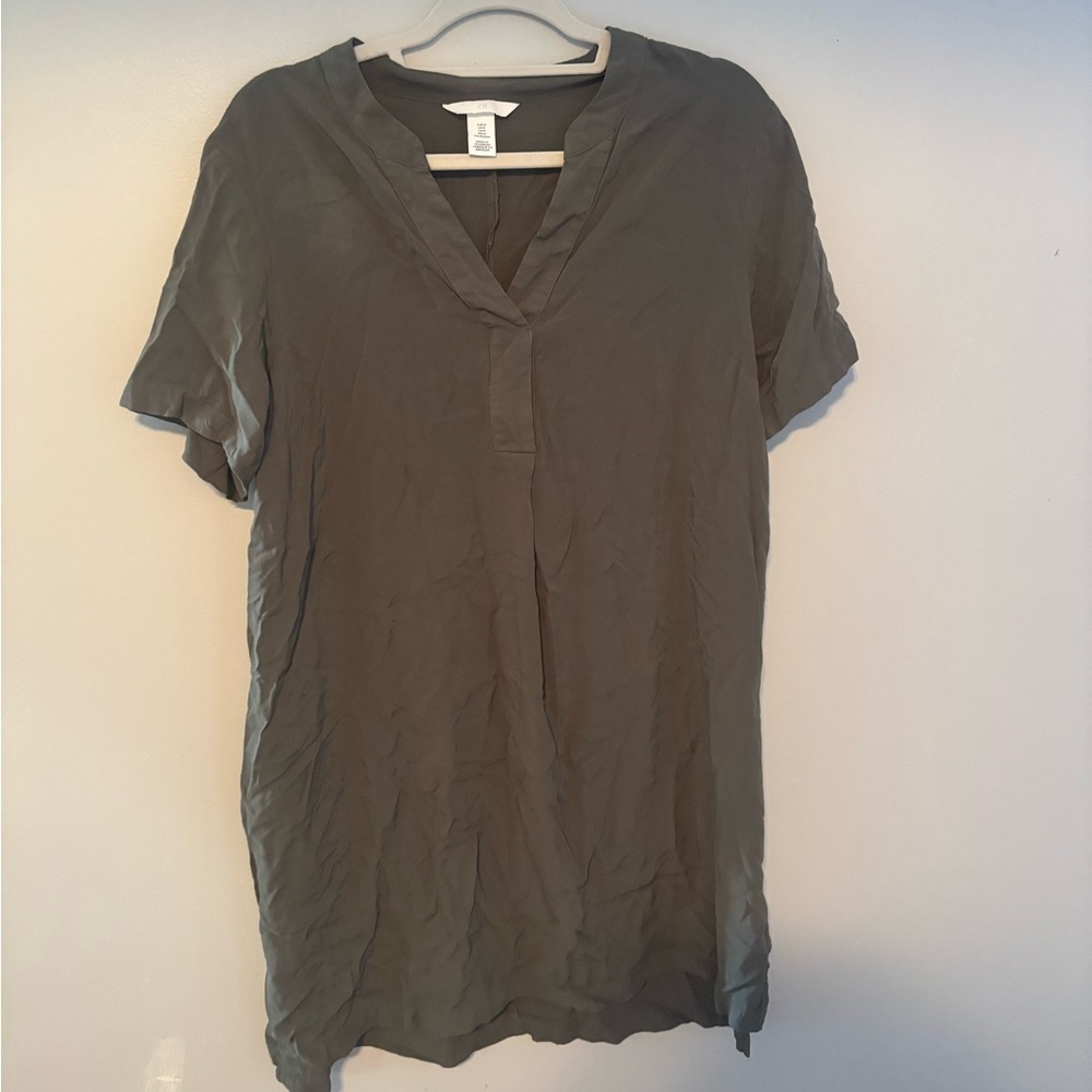 H&M Viscose Tunic Green Midi Dress Size Medium - Picture 2 of 5